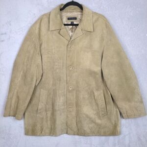 Banana Republic Coat Jacket Men XL Tan Suede Leather Button Western Cowboy Y2K